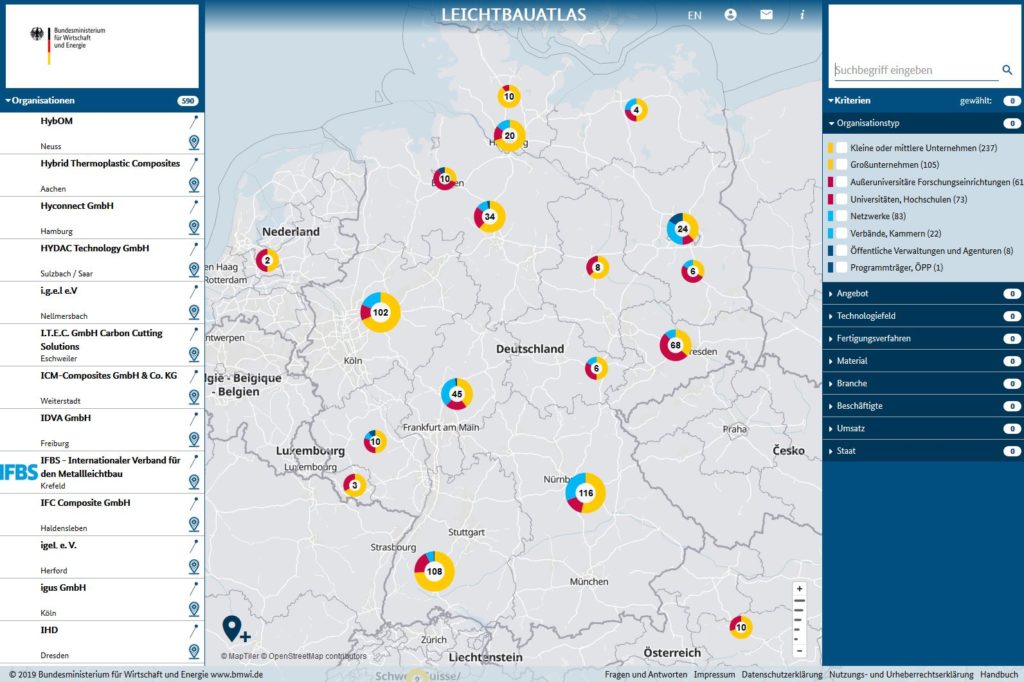 Der LEICHTBAUATLAS ist ein interaktives Portal zur Darstellung der leichtbaurelevanten Kompetenzen in Deutschland...